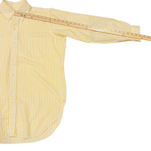 Vtg Brooks Brothers Dress Shirt Mens Sz 16 Yellow Striped Button Long Sleeve 80s - Picture 8 of 8
